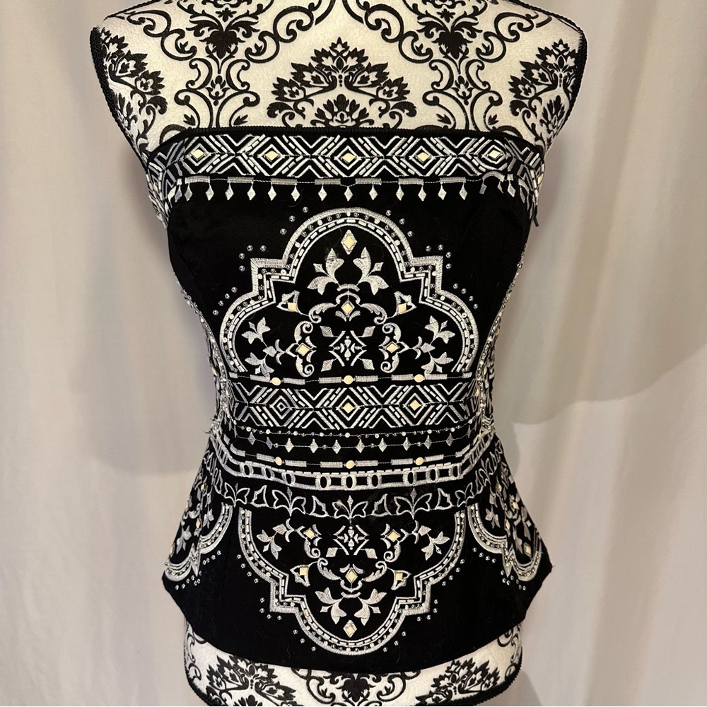 EUC White House Black Market Stud Embellished Bustier Size 4
